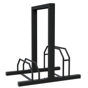 Bicycle stand | Row system | with leaning bracket | with leaning bracket | hot-dip galvanised and coated in RAL9005 | 2 Bicycleslength: 700 mm